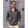 image:imageCOOFANDY Mens Zip Up Sweatshirt Mock Neck Quilted Jacket Casual Lightweight Sweater Jackets with PocketDark Grey