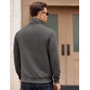 image:imageCOOFANDY Mens Zip Up Sweatshirt Mock Neck Quilted Jacket Casual Lightweight Sweater Jackets with PocketDark Grey