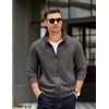 image:imageCOOFANDY Mens Zip Up Sweatshirt Mock Neck Quilted Jacket Casual Lightweight Sweater Jackets with PocketDark Grey