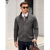 image:imageCOOFANDY Mens Zip Up Sweatshirt Mock Neck Quilted Jacket Casual Lightweight Sweater Jackets with PocketDark Grey