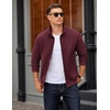 image:imageCOOFANDY Mens Zip Up Sweatshirt Mock Neck Quilted Jacket Casual Lightweight Sweater Jackets with PocketDark Red