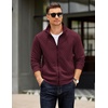 image:imageCOOFANDY Mens Zip Up Sweatshirt Mock Neck Quilted Jacket Casual Lightweight Sweater Jackets with PocketDark Red