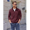 image:imageCOOFANDY Mens Zip Up Sweatshirt Mock Neck Quilted Jacket Casual Lightweight Sweater Jackets with PocketDark Red