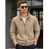 image:imageCOOFANDY Mens Zip Up Sweatshirt Mock Neck Quilted Jacket Casual Lightweight Sweater Jackets with PocketKhaki