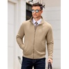 image:imageCOOFANDY Mens Zip Up Sweatshirt Mock Neck Quilted Jacket Casual Lightweight Sweater Jackets with PocketKhaki