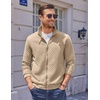 image:imageCOOFANDY Mens Zip Up Sweatshirt Mock Neck Quilted Jacket Casual Lightweight Sweater Jackets with PocketKhaki