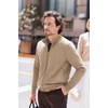 image:imageCOOFANDY Mens Zip Up Sweatshirt Mock Neck Quilted Jacket Casual Lightweight Sweater Jackets with PocketKhaki