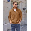 image:imageCOOFANDY Mens Zip Up Sweatshirt Mock Neck Quilted Jacket Casual Lightweight Sweater Jackets with PocketLight Brown