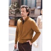 image:imageCOOFANDY Mens Zip Up Sweatshirt Mock Neck Quilted Jacket Casual Lightweight Sweater Jackets with PocketLight Brown