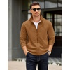 image:imageCOOFANDY Mens Zip Up Sweatshirt Mock Neck Quilted Jacket Casual Lightweight Sweater Jackets with PocketLight Brown