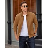 image:imageCOOFANDY Mens Zip Up Sweatshirt Mock Neck Quilted Jacket Casual Lightweight Sweater Jackets with PocketLight Brown