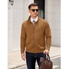 image:imageCOOFANDY Mens Zip Up Sweatshirt Mock Neck Quilted Jacket Casual Lightweight Sweater Jackets with PocketLight Brown