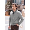 image:imageCOOFANDY Mens Zip Up Sweatshirt Mock Neck Quilted Jacket Casual Lightweight Sweater Jackets with PocketLight Grey