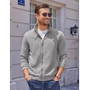image:imageCOOFANDY Mens Zip Up Sweatshirt Mock Neck Quilted Jacket Casual Lightweight Sweater Jackets with PocketLight Grey