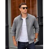 image:imageCOOFANDY Mens Zip Up Sweatshirt Mock Neck Quilted Jacket Casual Lightweight Sweater Jackets with PocketLight Grey