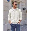 image:imageCOOFANDY Mens Zip Up Sweatshirt Mock Neck Quilted Jacket Casual Lightweight Sweater Jackets with PocketWhite