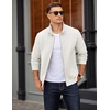 image:imageCOOFANDY Mens Zip Up Sweatshirt Mock Neck Quilted Jacket Casual Lightweight Sweater Jackets with PocketWhite