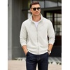 image:imageCOOFANDY Mens Zip Up Sweatshirt Mock Neck Quilted Jacket Casual Lightweight Sweater Jackets with PocketWhite