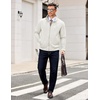 image:imageCOOFANDY Mens Zip Up Sweatshirt Mock Neck Quilted Jacket Casual Lightweight Sweater Jackets with PocketWhite