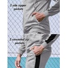 image:imageCOOFANDY Tracksuit Mens with Zipper Pockets Full Zip Hoodie Sweatsuit 2 Pieces Running Jogging Sports Casual Sweat SuitsLight Grey