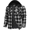 image:imageCOOFANDY Flannel Jacket for Men Quilted Lined Shacket Long Sleeve Button Down Hoodie Shirt JacketsBlack White Grey Plaid