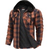 image:imageCOOFANDY Flannel Jacket for Men Quilted Lined Shacket Long Sleeve Button Down Hoodie Shirt JacketsNavy Brown Plaid