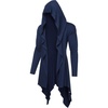 image:imageCOOFANDY Long Hooded Cardigan Ruffle Shawl Collar Open Front Lightweight Drape Cape Overcoat with PocketsNavy