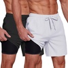 image:imageCOOFANDY Mens 2 in 1 Running Shorts 2 Pack Athletic Shorts Quick Dry Gym Training Workout Shorts with PocketsBlackWhite