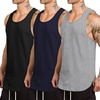 image:imageCOOFANDY Mens 3 Pack Quick Dry Workout Tank Top Gym Muscle Tee Fitness Bodybuilding Sleeveless T ShirtFlag BlackFlag GreyWhite