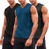 image:imageCOOFANDY Mens 3 Pack Workout Tank Tops Gym Sleeveless Shirts V Neck Bodybuilding Muscle Tee Shirt01blueDark GreyBlack
