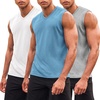 image:imageCOOFANDY Mens 3 Pack Workout Tank Tops Gym Sleeveless Shirts V Neck Bodybuilding Muscle Tee ShirtLight BlueWhiteMedium Grey