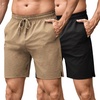 image:imageCOOFANDY Mens Athletic Running Shorts 7 Gym Workout Shorts Lightweight Drawstring Training Shorts with Zipper Pockets2 Pack BlackKhaki