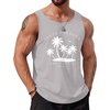 image:imageCOOFANDY Mens Beach Tank Tops Summer Cotton Sleeveless Graphic T Shirts Palm Tree Casual Vacation Muscle TankLight Grey