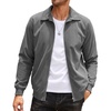 image:imageCOOFANDY Mens Casual Corduroy Jacket Lightweight Zip Up Vintage Jacket Collared Bomber JacketDark Grey
