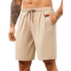 image:imageCOOFANDY Mens Casual Shorts 9 inch Inseam Stretch Beach Shorts Elastic Waist Drawstring Summer ShortsLight Khaki