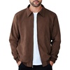 image:imageCOOFANDY Mens Casual Suede Bomber Jacket Lightweight Full Zip Up Jackets Vintage Faux Leather JacketBrown