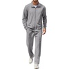 image:imageCOOFANDY Mens Casual Sweatsuit 2 Piece Athletic Full Zip Tracksuit Jacquard Jogging Set Fashion Jackets And Pants OutfitLight Grey Textile