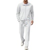 image:imageCOOFANDY Mens Casual Sweatsuit 2 Piece Athletic Full Zip Tracksuit Jacquard Jogging Set Fashion Jackets And Pants OutfitWhite