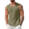 image:imageCOOFANDY Mens Casual Tank Tops 2 Pack Waffle Knit Sleeveless Shirt Breathable Tank Shirts Summer Muscle TeeArmy Green