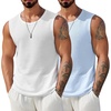 image:imageCOOFANDY Mens Casual Tank Tops 2 Pack Waffle Knit Sleeveless Shirt Breathable Tank Shirts Summer Muscle TeeWhiteLight Blue