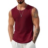 image:imageCOOFANDY Mens Casual Tank Tops 2 Pack Waffle Knit Sleeveless Shirt Breathable Tank Shirts Summer Muscle TeeWine Red