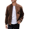 image:imageCOOFANDY Mens Casual Varsity Jacket Vintage Lightweight Suede Bomber JacketsBrown