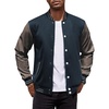 image:imageCOOFANDY Mens Fashion Varsity Jackets Leather Sleeve Slim Fit College Baseball Letterman Bomber CoatNavygrey