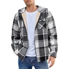 image:imageCOOFANDY Mens Flannel Fleece Jacket Sherpa Lined Shirt Jacket Plaid Zip Up Hoodie Soft Warm Coat with HoodAblack Block