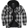 image:imageCOOFANDY Mens Flannel Shirt Jacket Warm Quilted Lined Hooded Long Sleeve Plaid Shirt JacketsBlack  Grey Plaid
