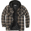 image:imageCOOFANDY Mens Flannel Shirt Jacket Warm Quilted Lined Hooded Long Sleeve Plaid Shirt JacketsBlack Khaki Plaid