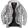 image:imageCOOFANDY Mens Flannel Shirt Jacket Warm Quilted Lined Hooded Long Sleeve Plaid Shirt JacketsGrey