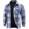 image:imageCOOFANDY Mens Flannel Shirt Jackets Quilted Lined Plaid Jacket Long Sleeve Button Down Thick Winter Outwear ShacketsBlue