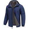 image:imageCOOFANDY Mens Hooded Softshell Jacket Waterproof Fleece Lined Windbreaker Lightweight Outdoor Hiking JacketNavy