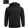 image:imageCOOFANDY Mens Light Rain Jacket with Hood Packable Waterproof Raincoat Golf Rain Gear Travel Hiking WindbreakerSolid Black